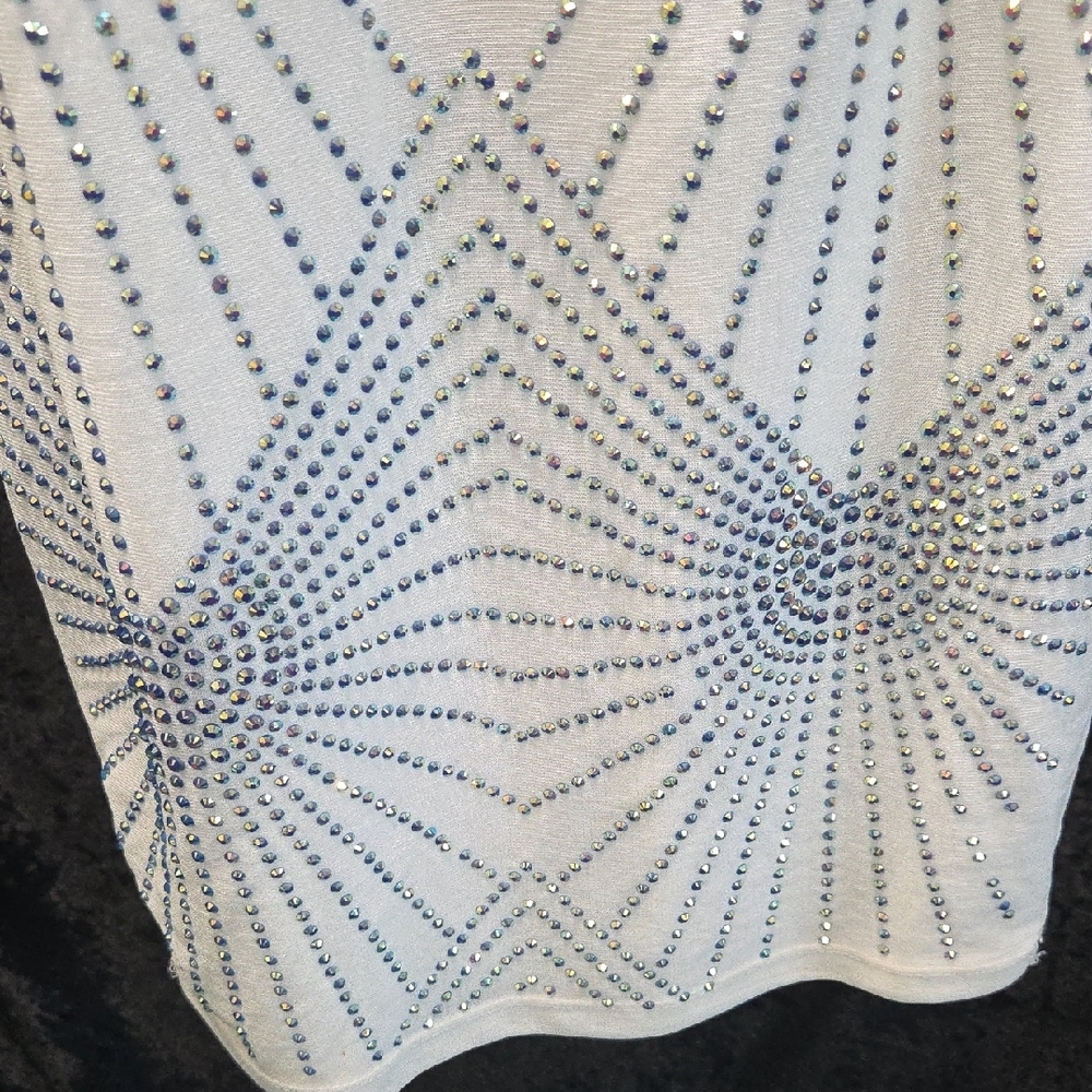 Banjul White Bodycon Fit With Rhinestone Pattern. XS - Picture 7 of 15